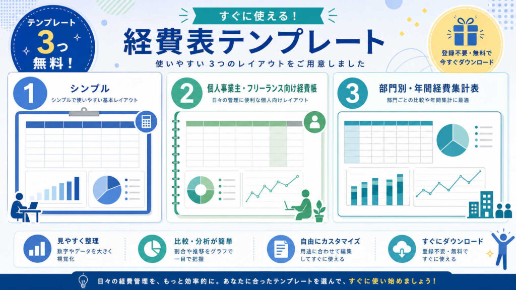 わかりやすい経費表テンプレート3種類【無料ダウンロード】