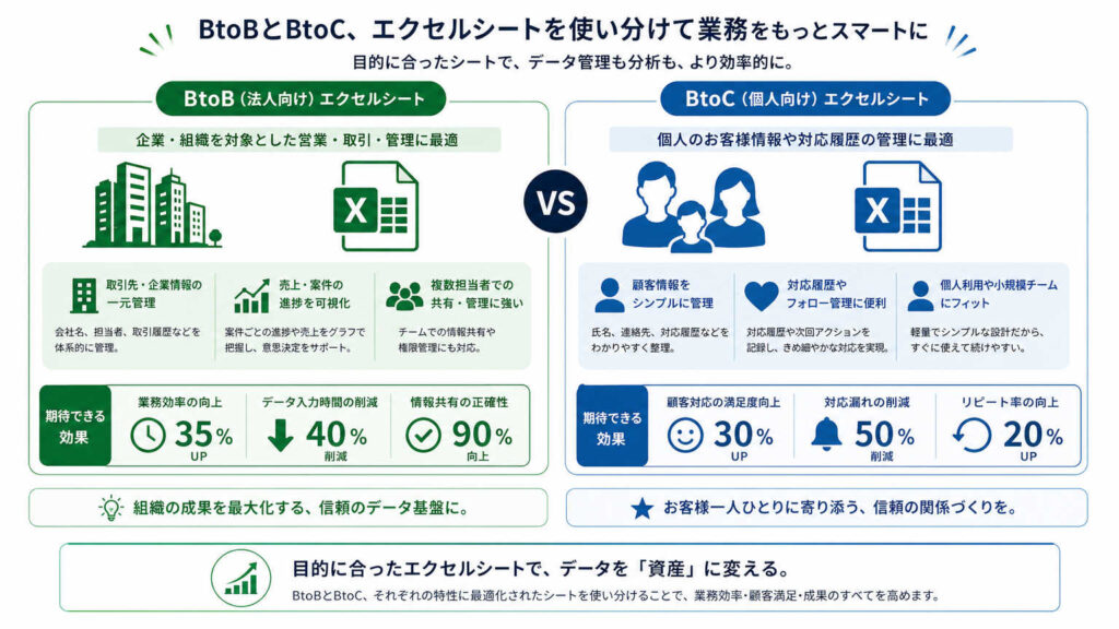 エクセル顧客管理テンプレート【無料ダウンロード】BtoB・BtoC対応2種類