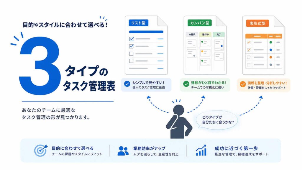 エクセルのタスク管理テンプレート3種類【無料ダウンロード】