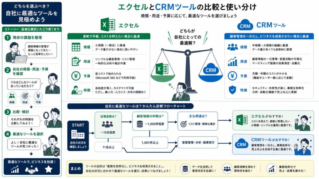 エクセルとCRMツールの違い・使い分け