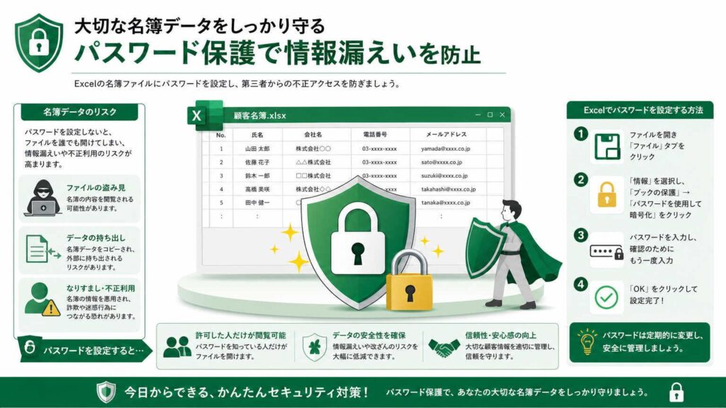 エクセル名簿管理の注意点とセキュリティ対策