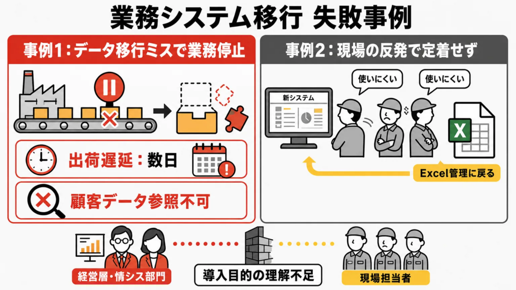 業務システム移行の失敗事例に学ぶ