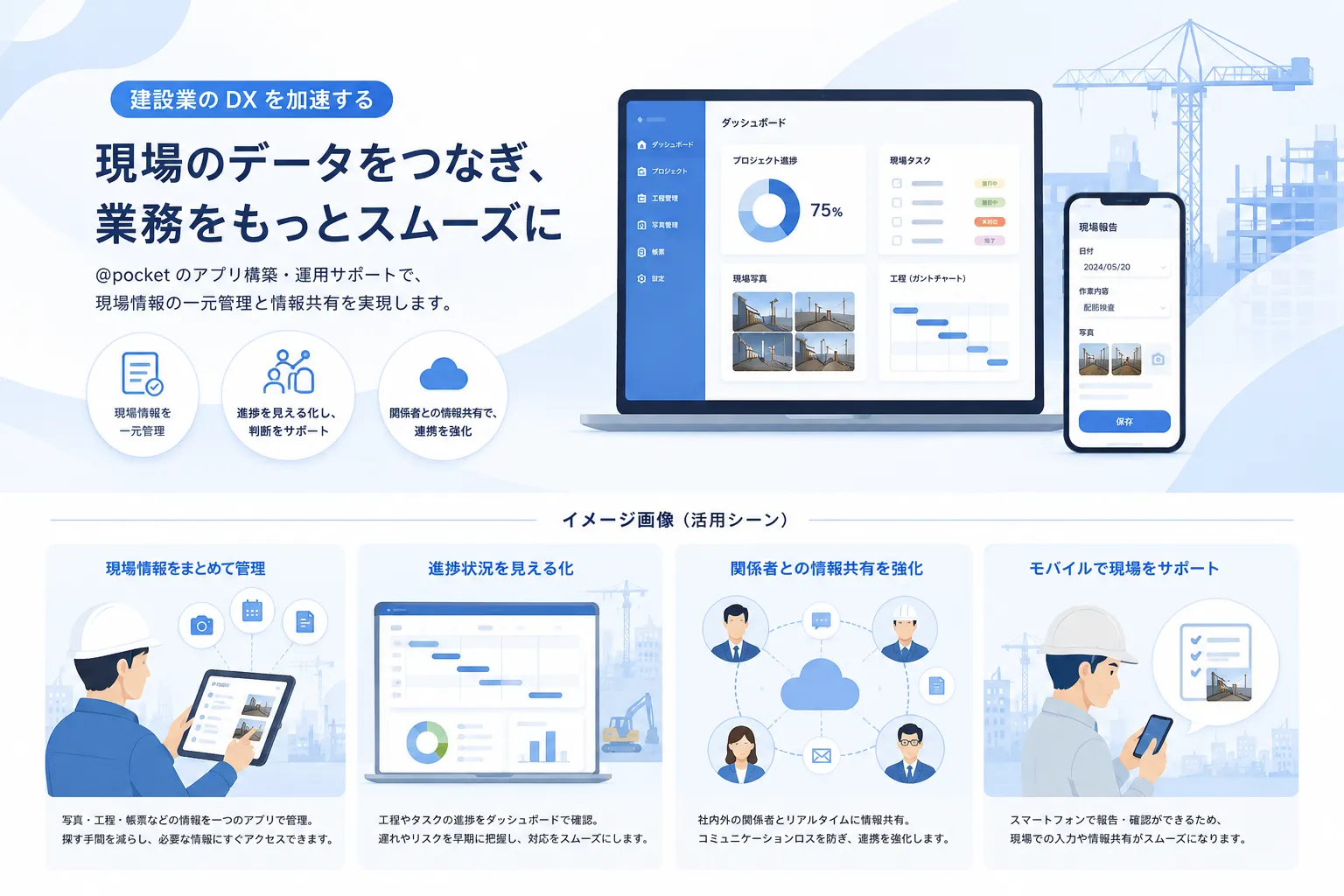 建設業のノウハウを活かしたアプリ作成・構築支援