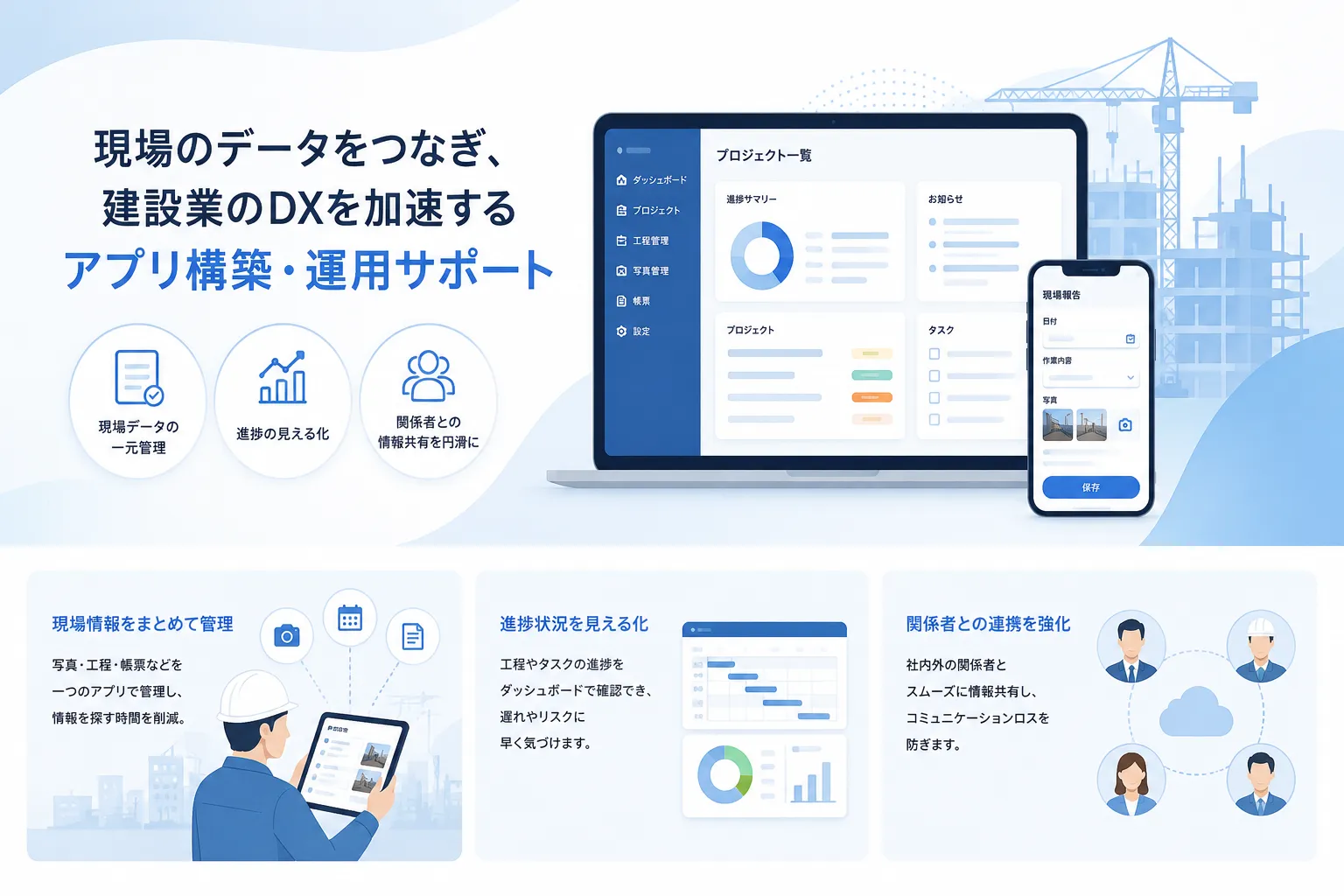 業務課題の整理からアプリ構築・運用まで支援