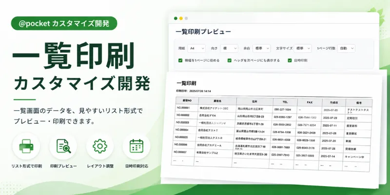 一覧印刷カスタマイズ開発のイメージ画像