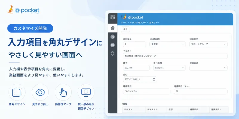 入力項目角丸デザインカスタマイズ開発のイメージ画像