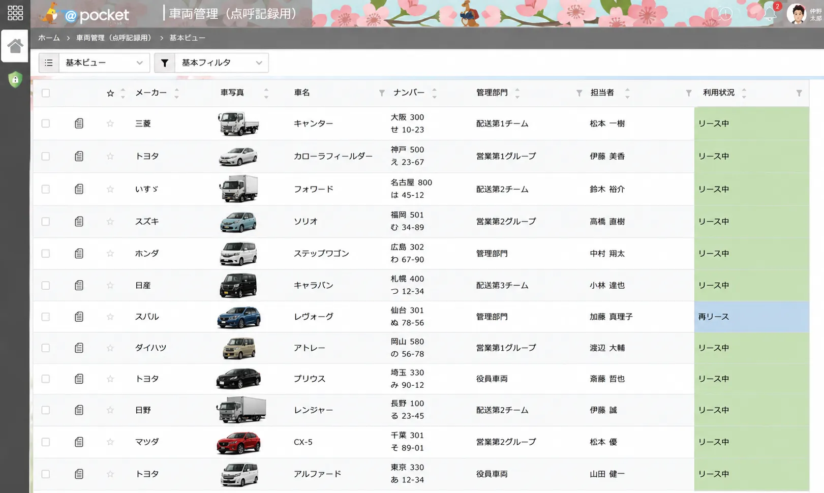車両一覧の画像