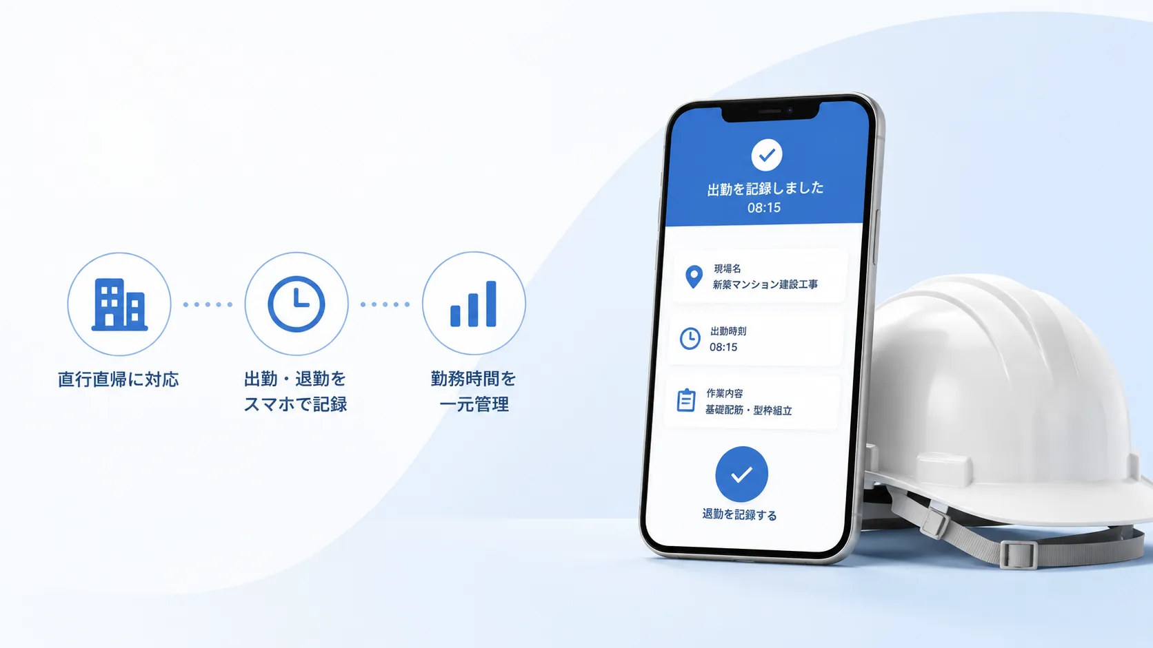 直行直帰の勤怠・日報をスマホで一元管理のイメージ