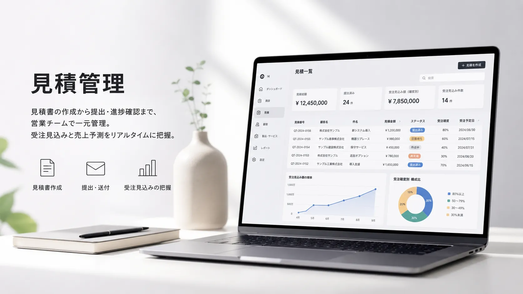 見積書と受注見込みを一元管理のイメージ